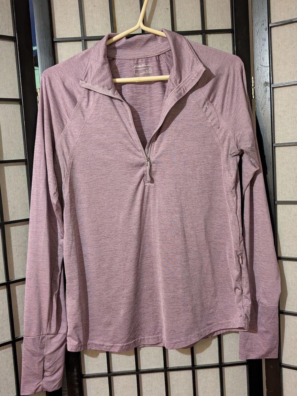 Eddie Bauer Quarter-Zip Long Sleeve Top in Dusty Mauve Sz S
